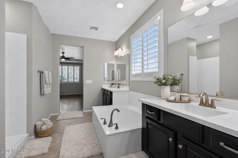 Primary bathroom with modern fixtures