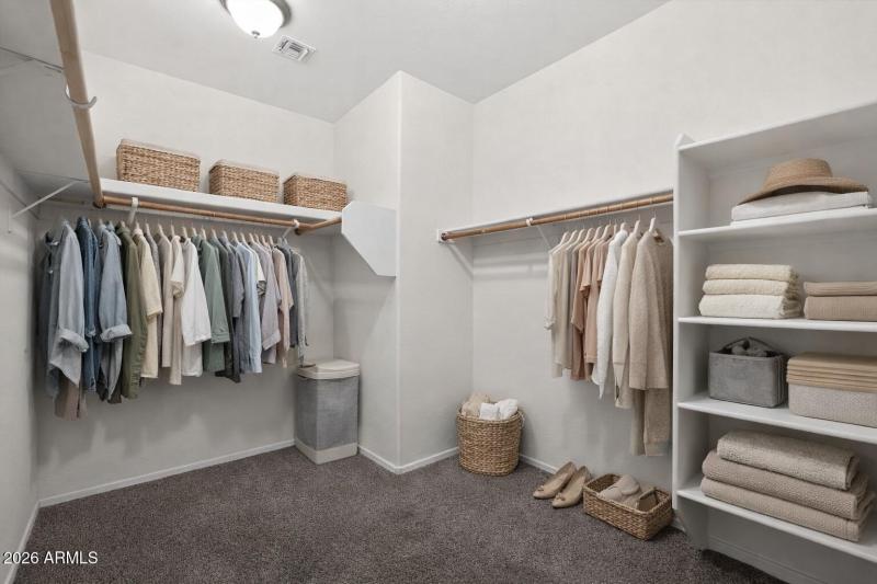 Large closet with built in shelving