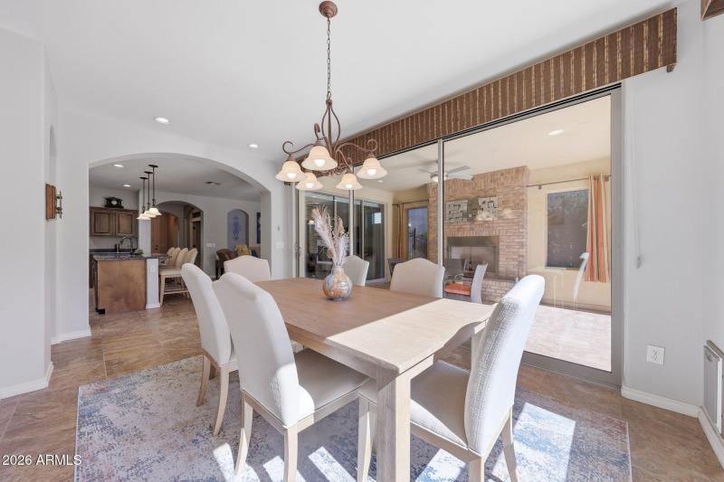 Dining room with double slider