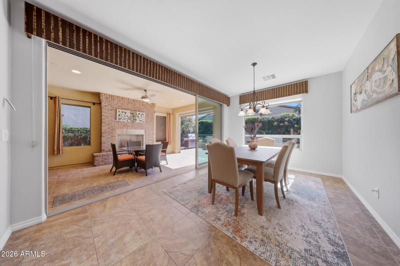 Dining room with double slider