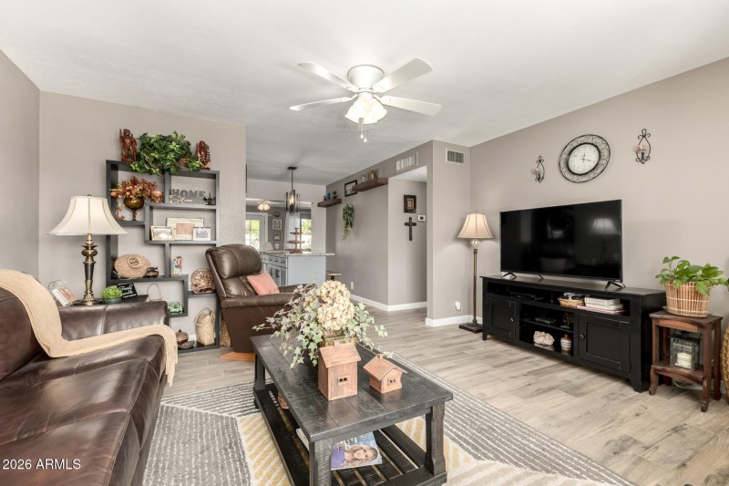 Ceiling fans throughout