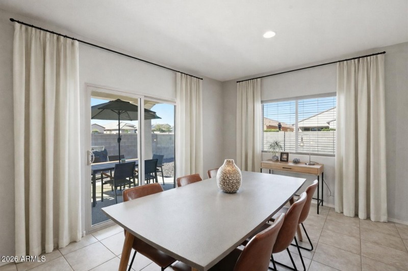 Modern dining area with natural light