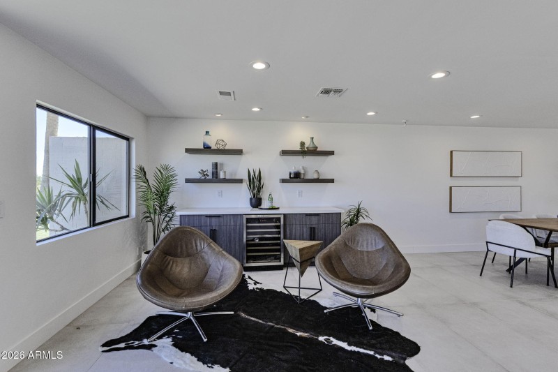 Built in custom beverage center.