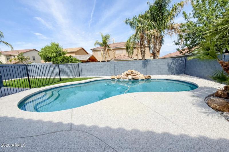 Pool with waterfall
