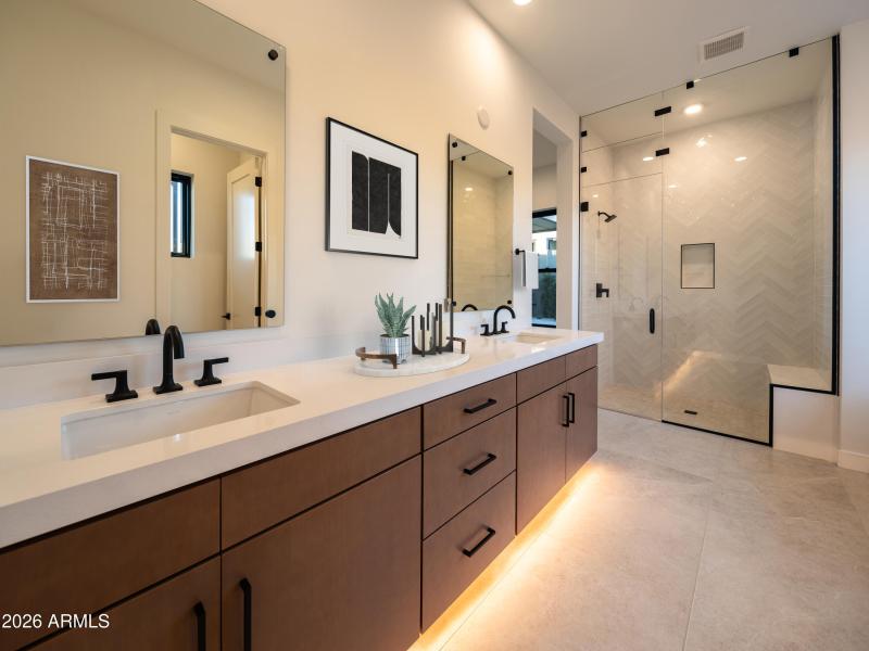 Virtually staged primary bathroom
