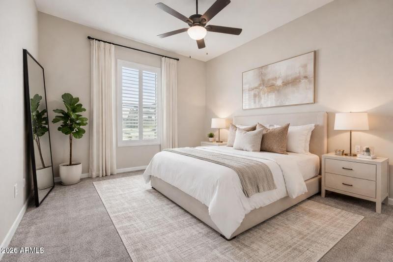 Elegant bedroom with neutral decor