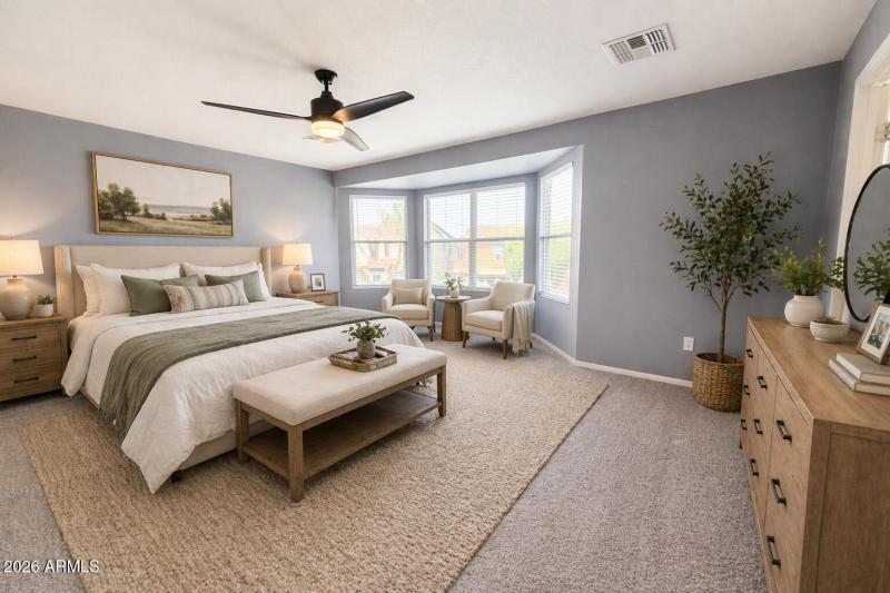 Virtually Staged Main Bedroom