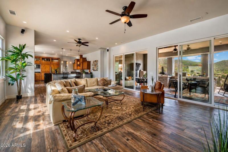 Sliding doors open to fabulous patio