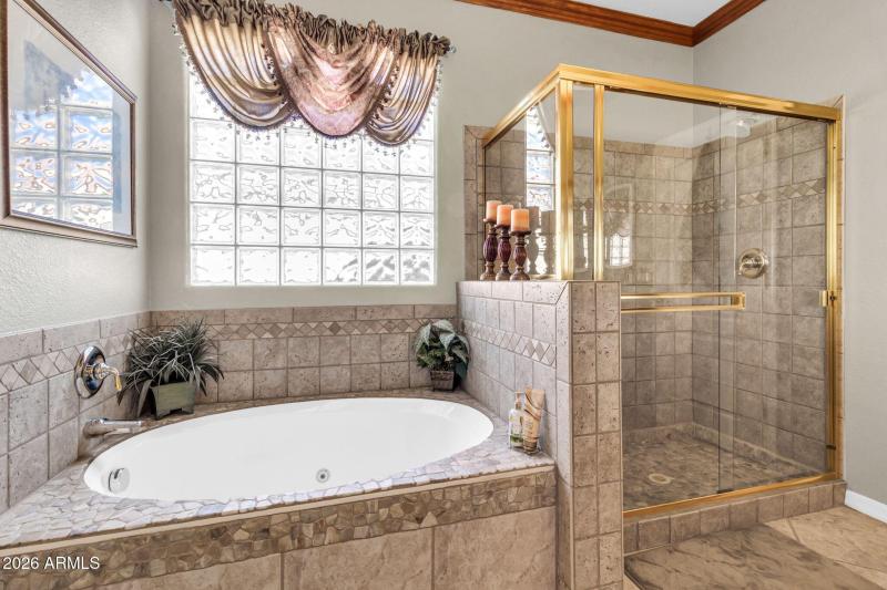 Primary bath with soaking tub