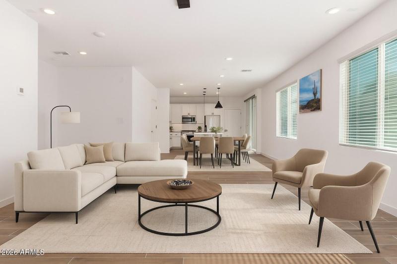 Great Room + Dining - Staged