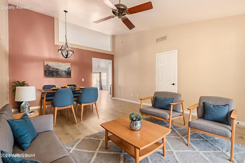 Virtually Staged Living Room - Dining Ar