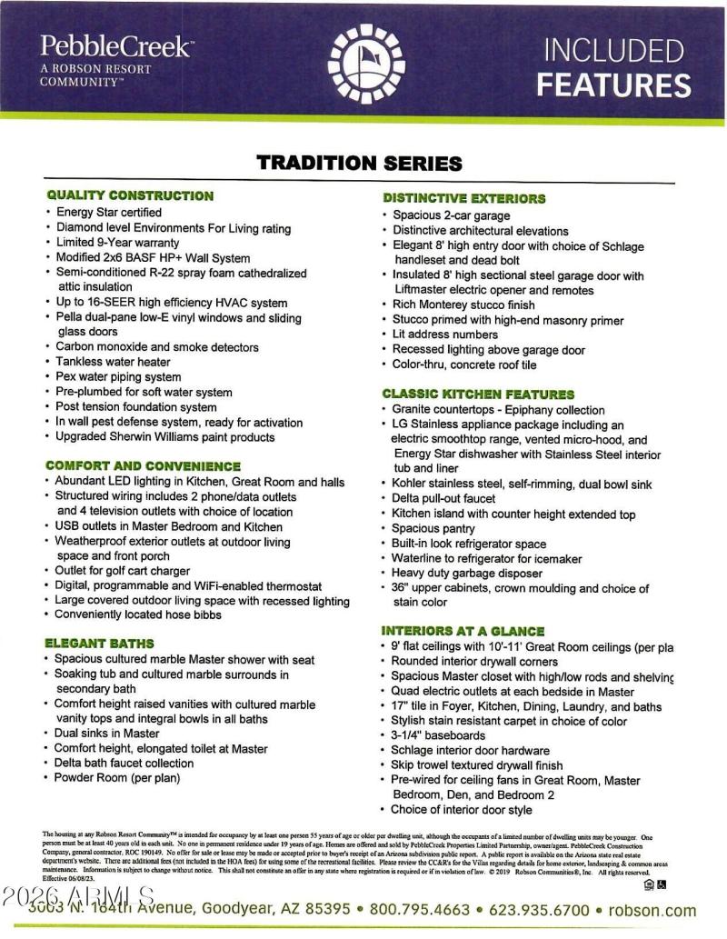 PebbleCreek Tradition Series Features