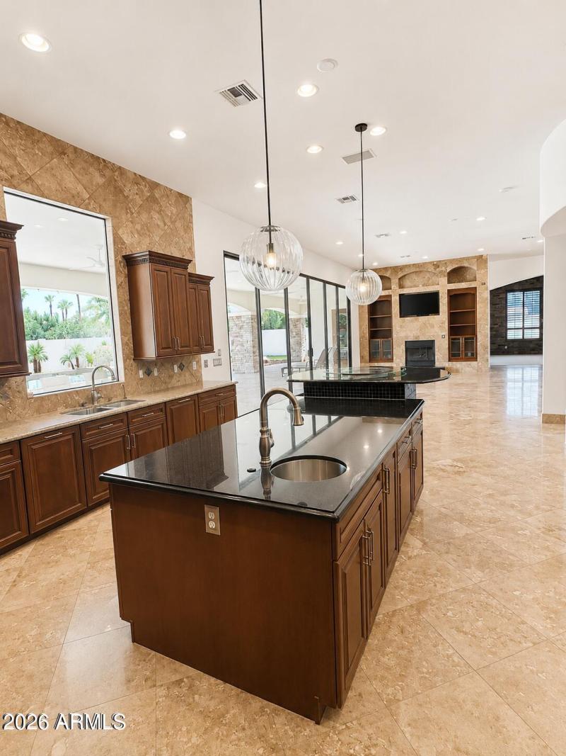 Kitchen View Into Family Room