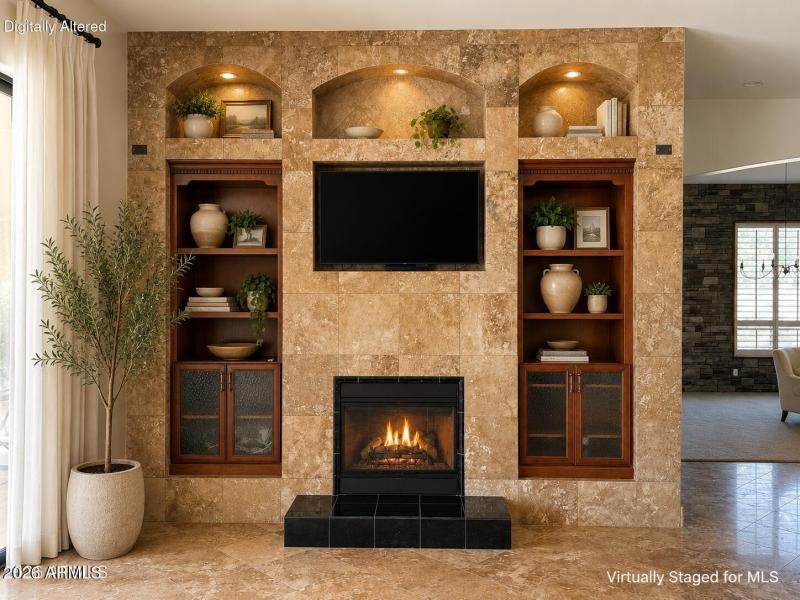Virtually Staged Fireplace Wall