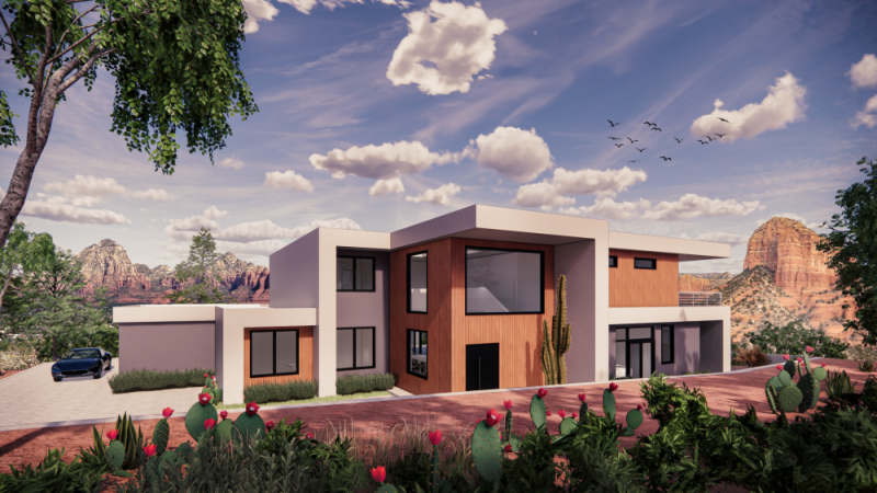 Architectural Rendering Modern Residence