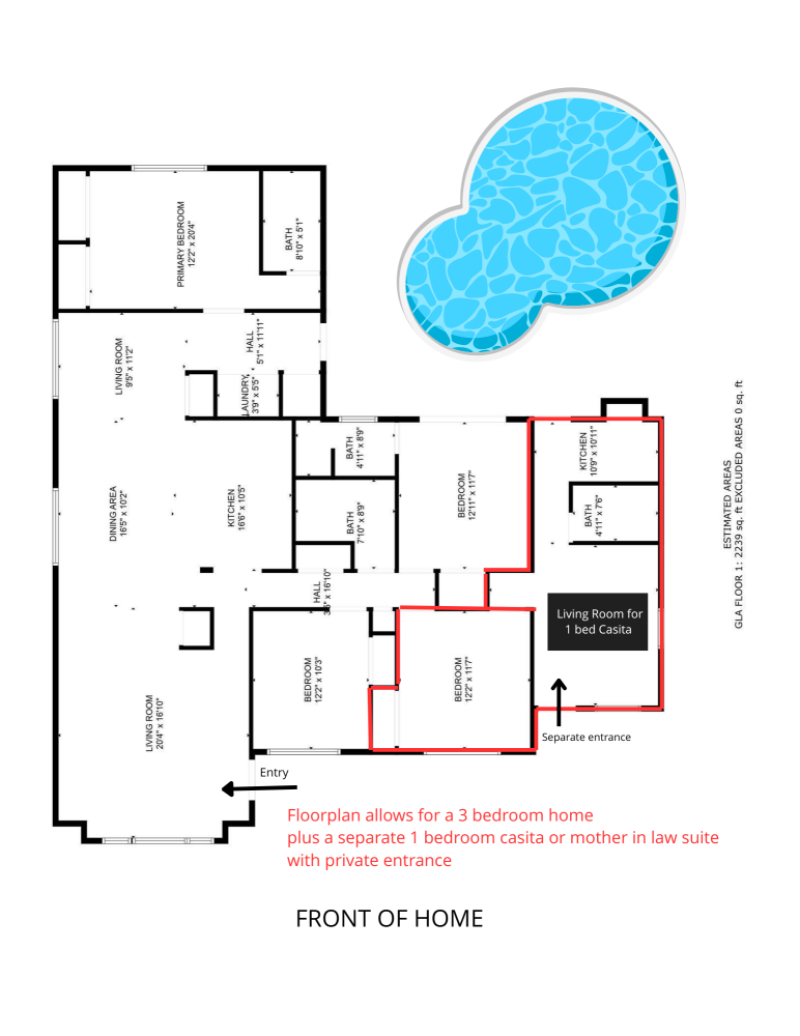 Floorplan showing casita space