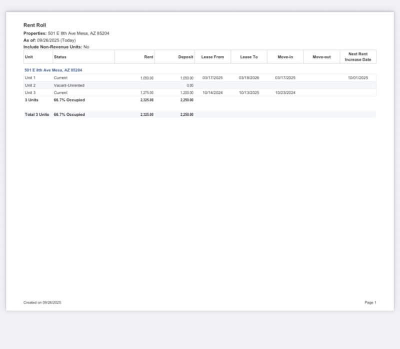 Rent Roll