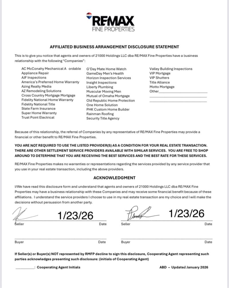 Affiliated Business Disclosure