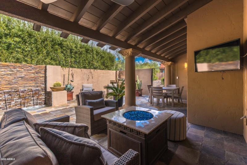 Back Patio Fire Pit and TV