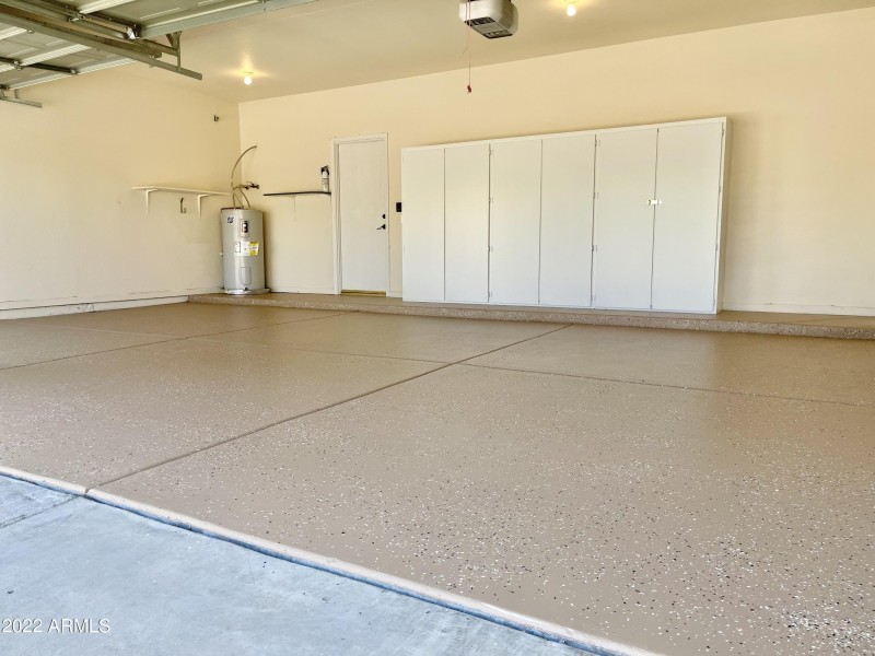 Epoxy garage floor + cabinets