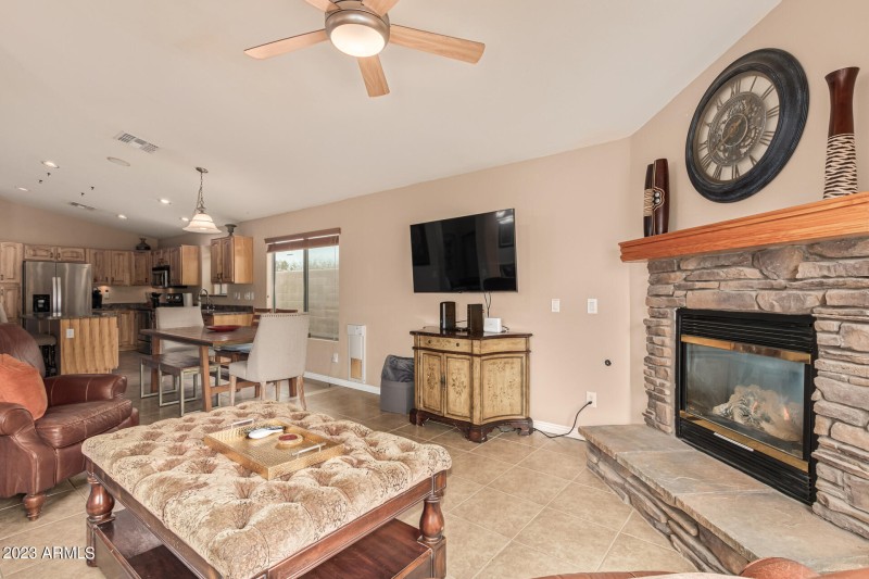 Gas Fireplace at Family Room