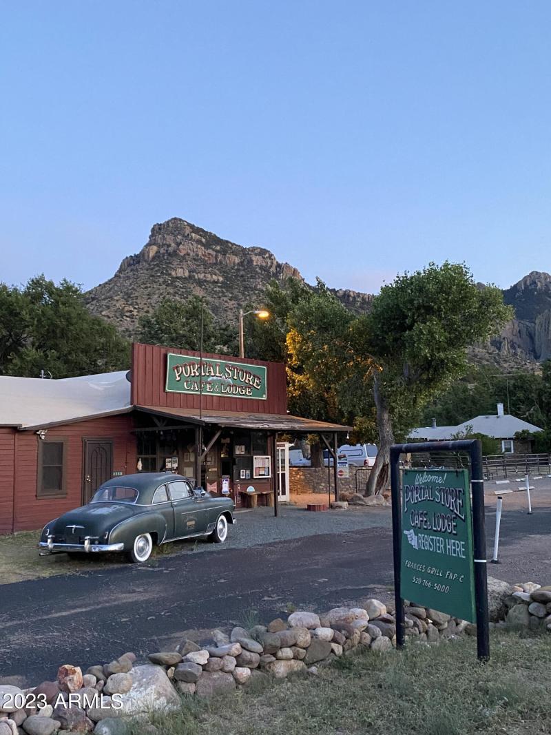 exterior dusk with sign