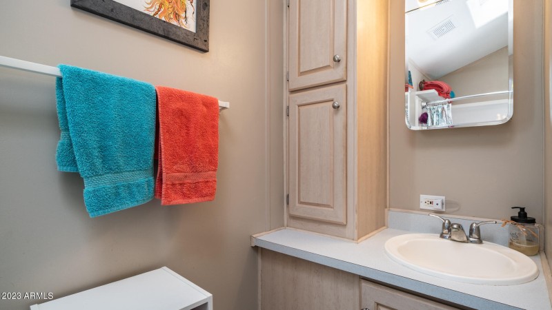 Vanity in bathroom
