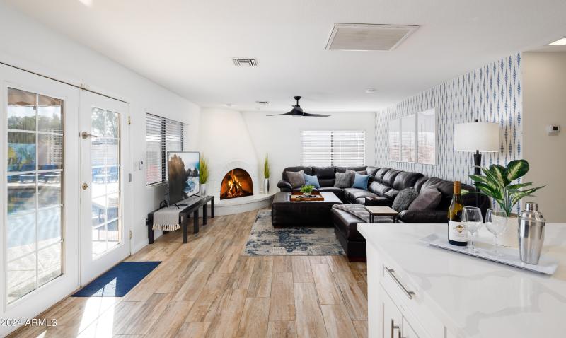 Large Family Room Opens to Backyard