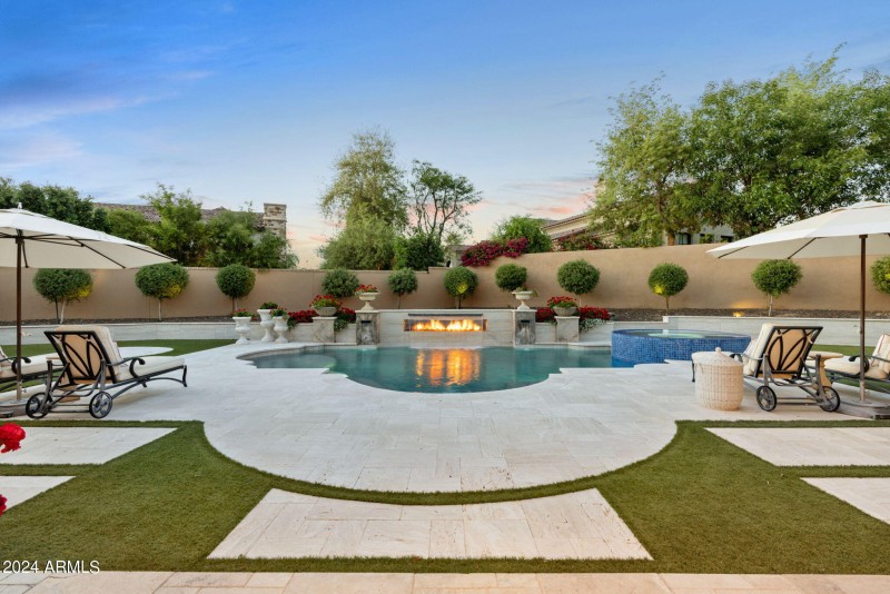 Pool and hidden fire wall