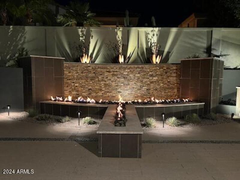 FireWall/Water Feature at night