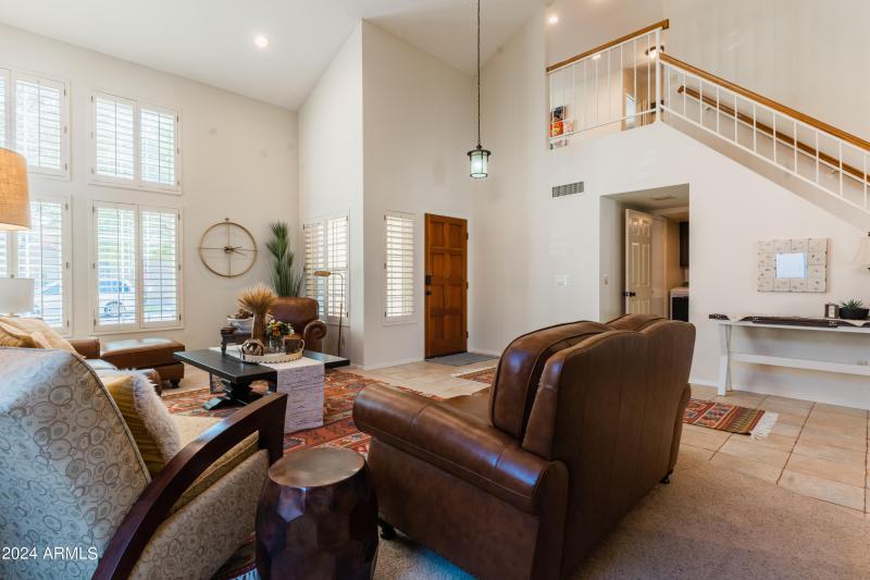 Living room looking up to loft