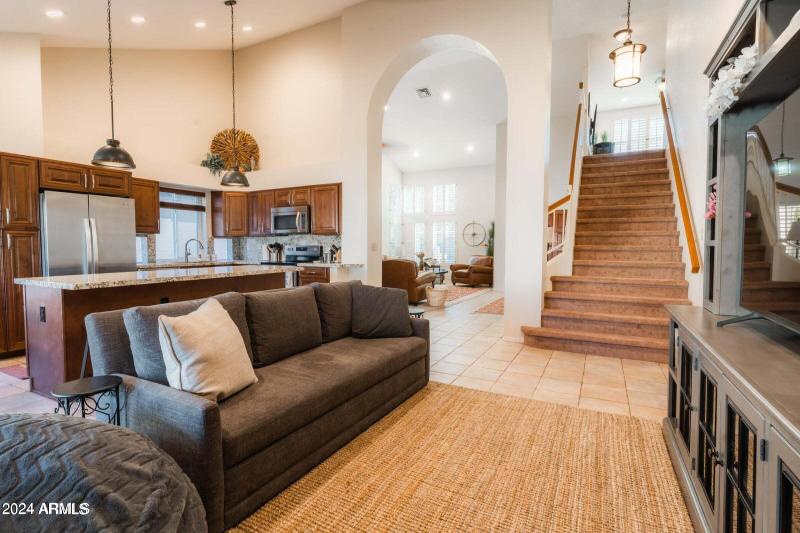 Stairs off family room