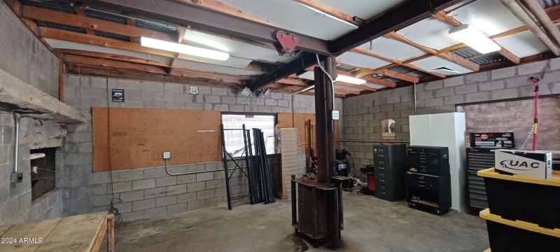 wood stove in garage