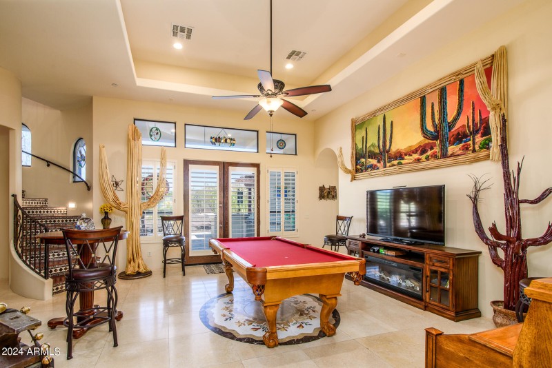 Spectacular Game Room With Marble Inlay