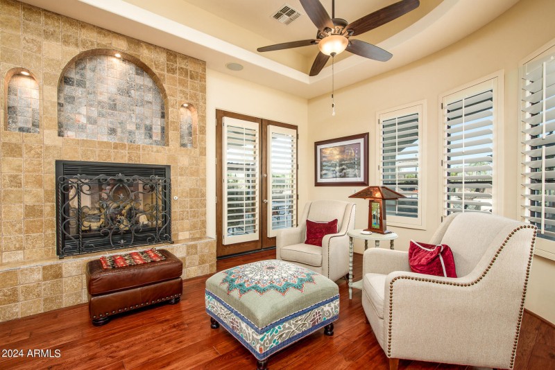 Fireplace, Sitting Area, Trey Ceilings