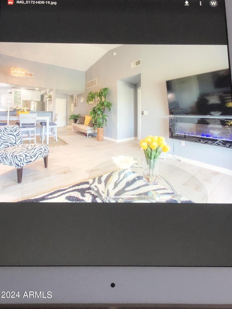 Large Smart TV with Electric Fireplace