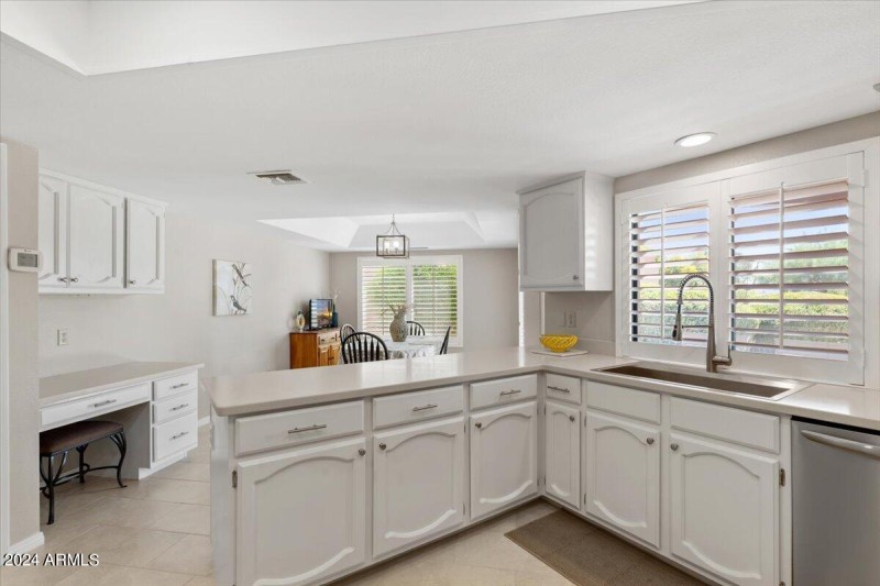 Kitchen with patio view