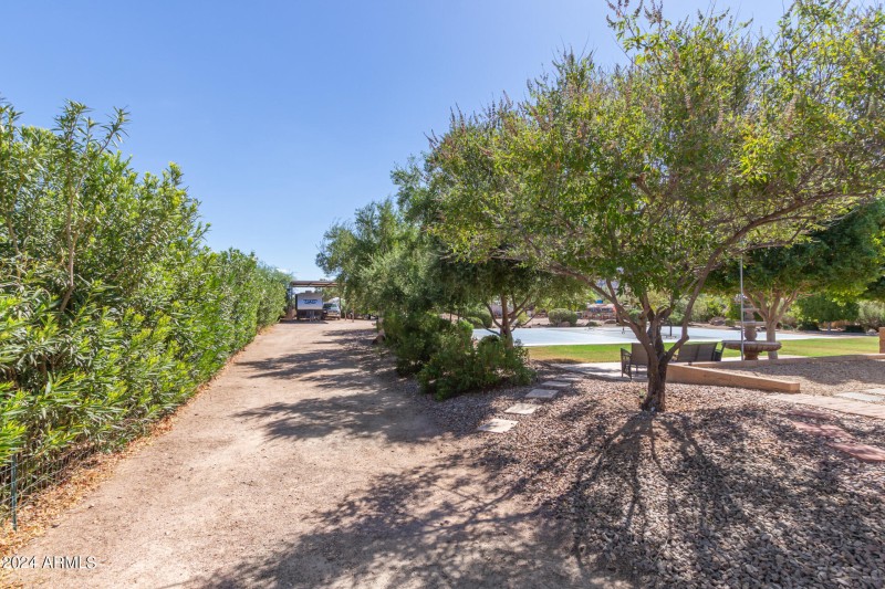 Back yard RV driveway