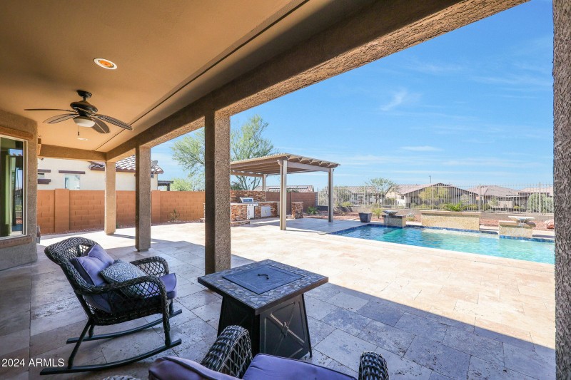 Large Covered Patio with Ceiling Fans