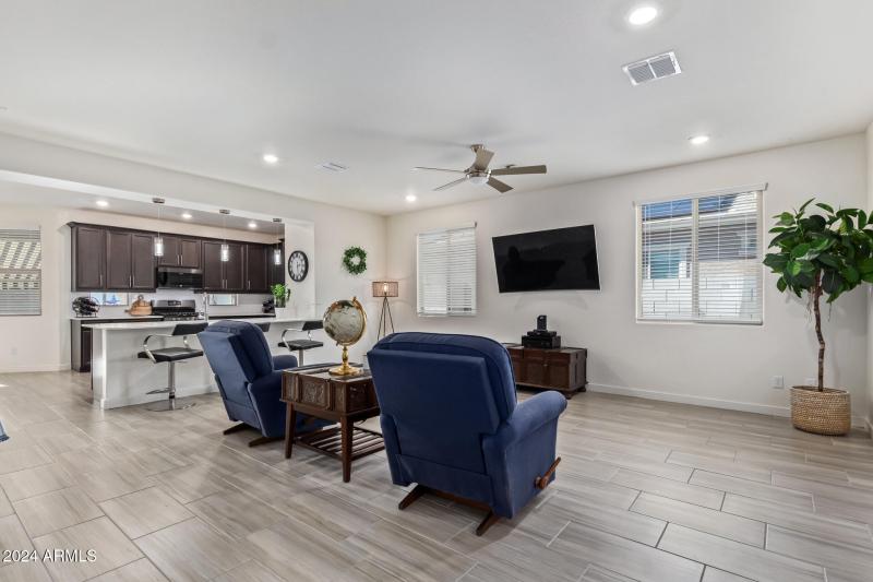 View of living room& kitchen