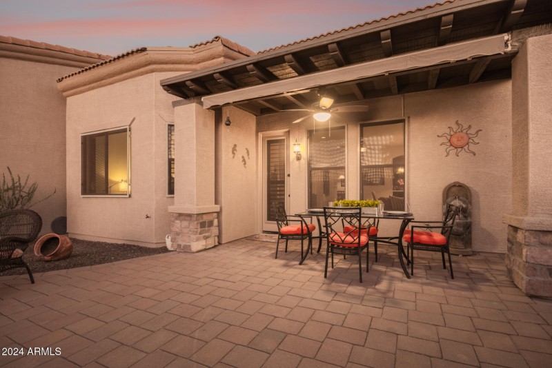 Oversized patio with golf view