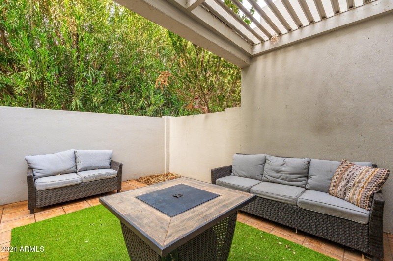 Covered area with tv