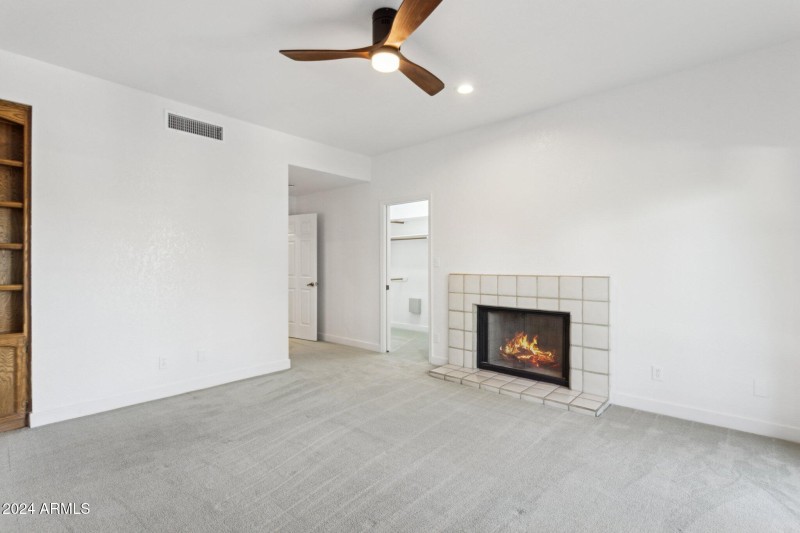 Wood Burning Fireplace at Primary Suite