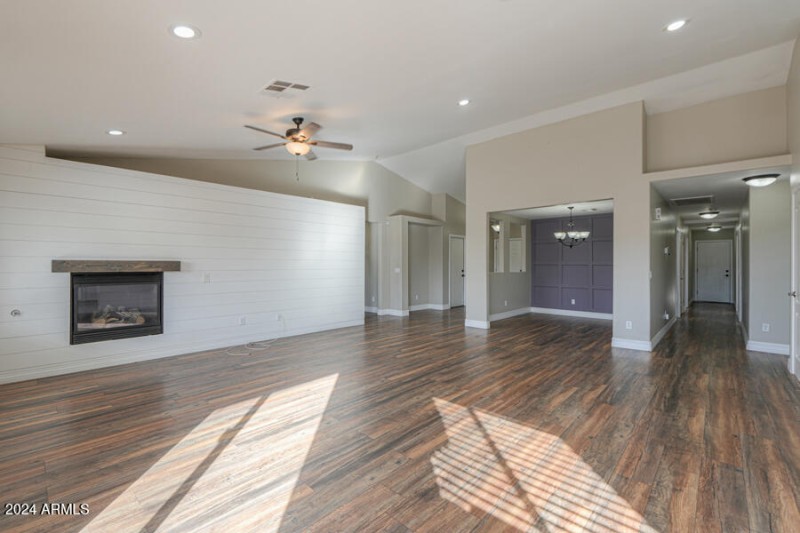 Living area and dining room