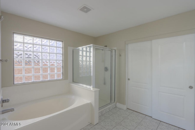 Ensuite separate tub and shower