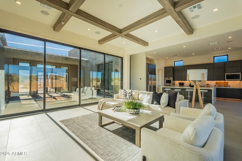 Open, Bright Great Room to Courtyard