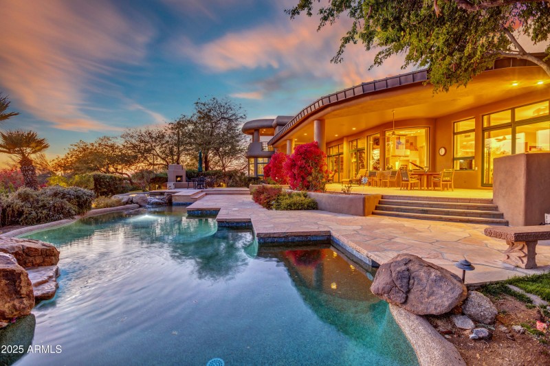 Backyard at sunset