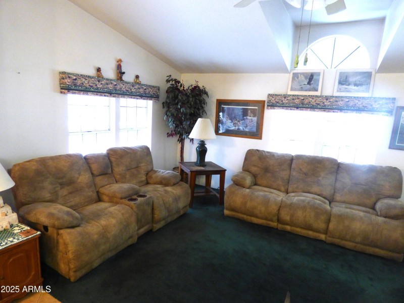 Living Room with Vaulted Ceiling