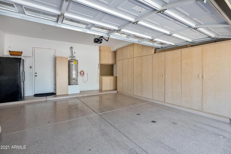 Garage with storage and epoxy floor