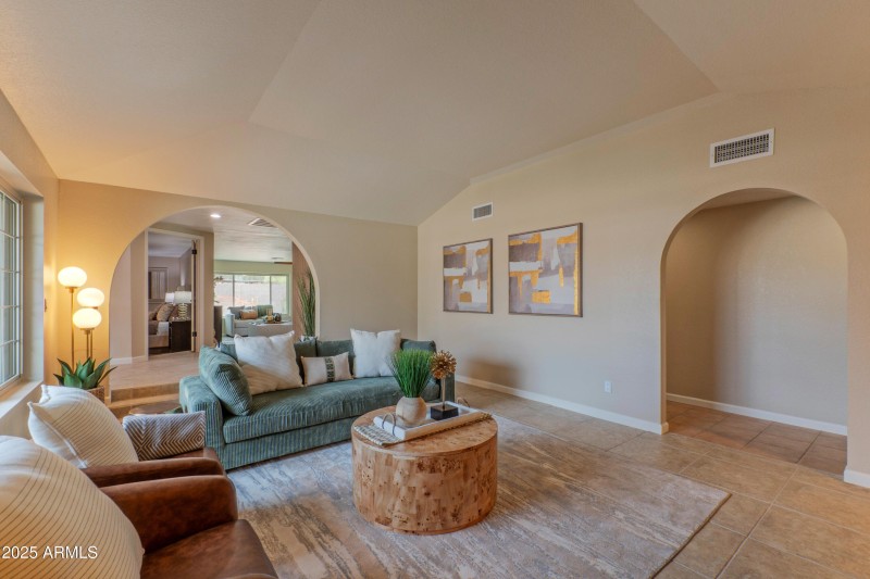 Living room is spacious but cozy